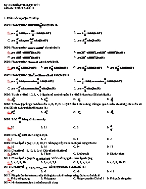 Kiểm tra học kỳ I môn thi Toán khối 11